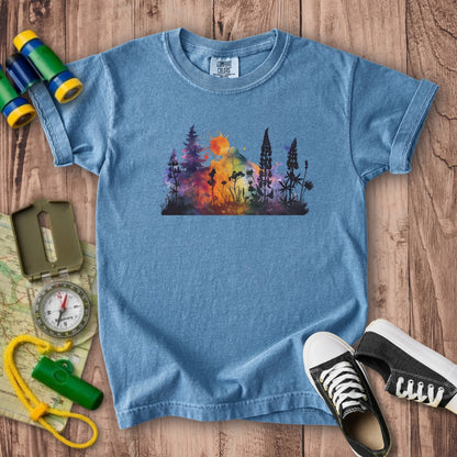 Watercolor Hypercolor Mountains Kids Cotton T-Shirt