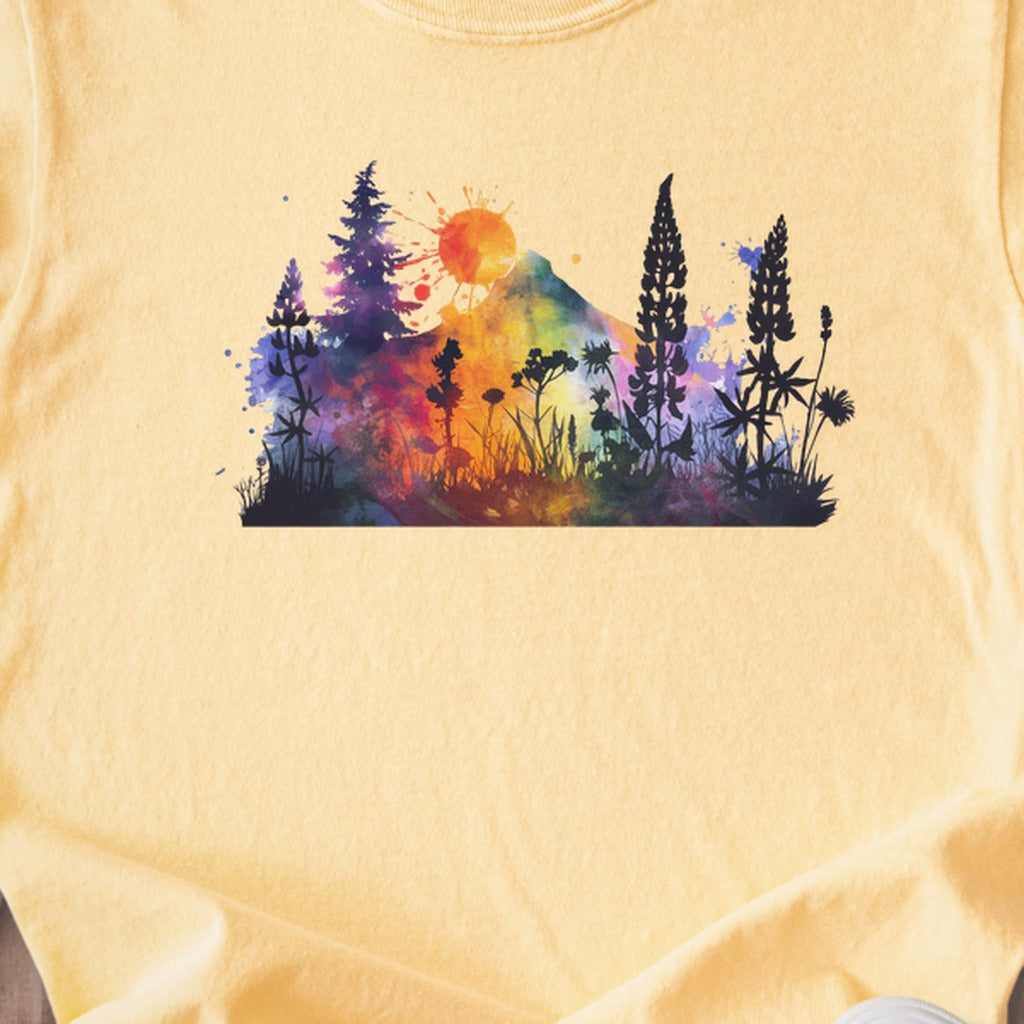 Watercolor Hypercolor Mountains Kids Cotton T-Shirt