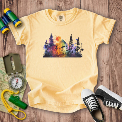 Watercolor Hypercolor Mountains Kids Cotton T-Shirt