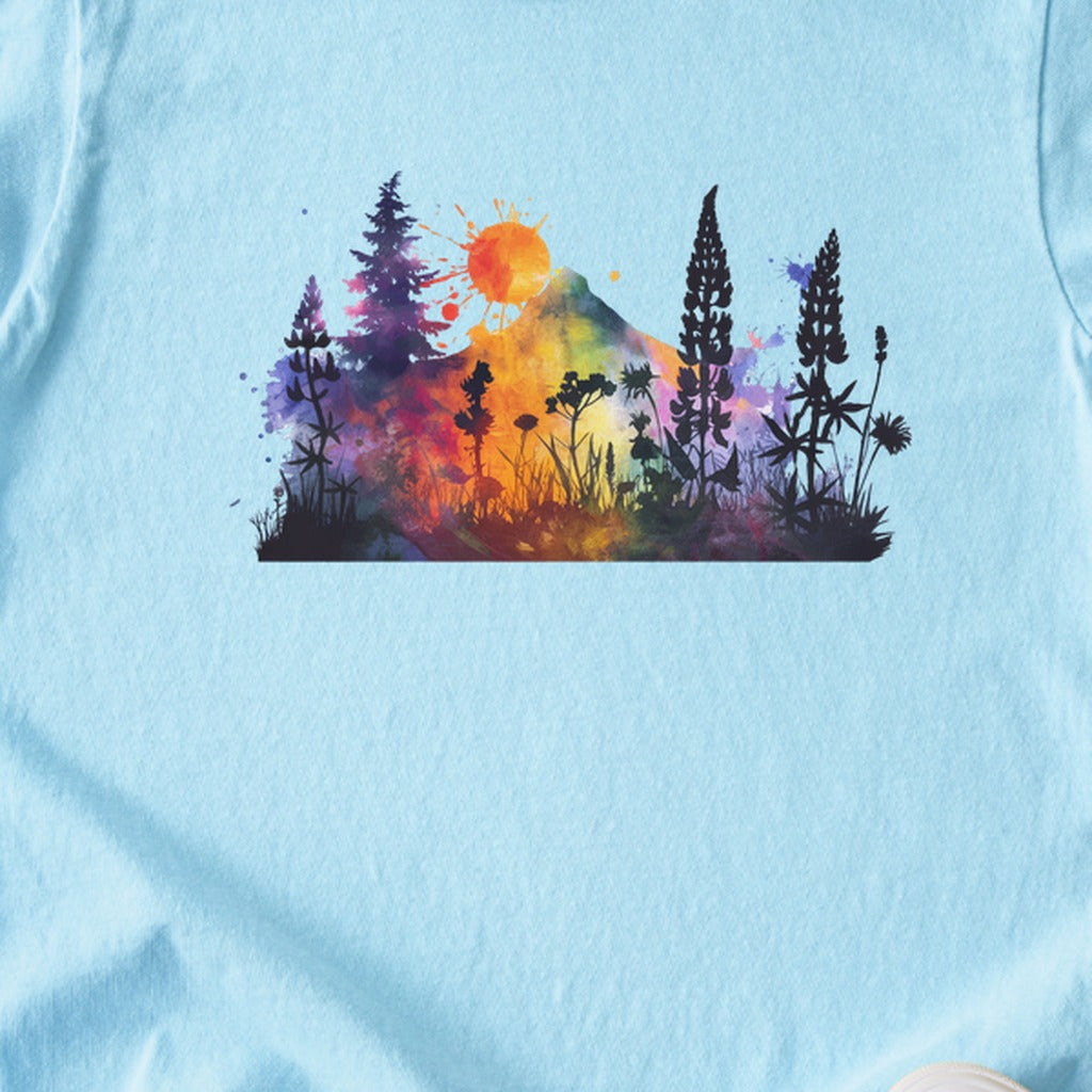 Watercolor Hypercolor Mountains Kids Cotton T-Shirt