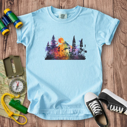 Watercolor Hypercolor Mountains Kids Cotton T-Shirt