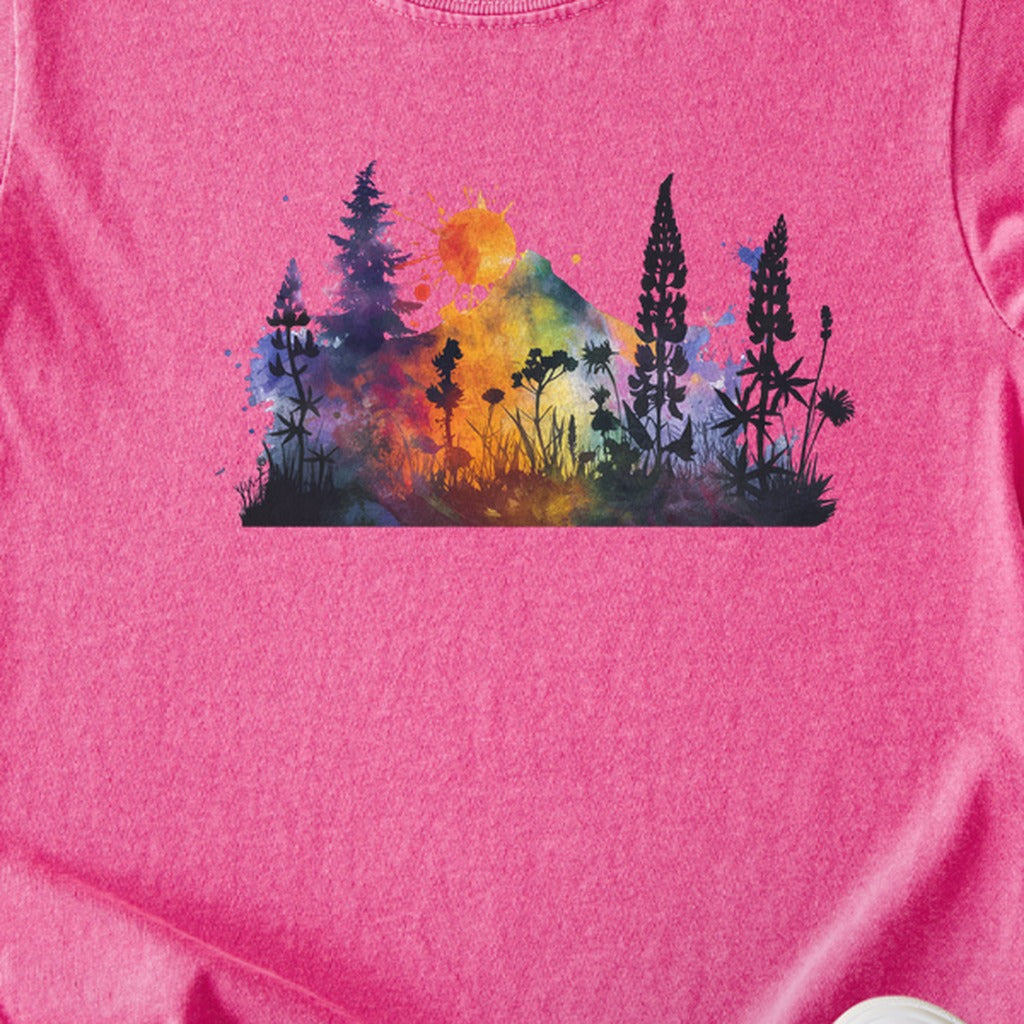Watercolor Hypercolor Mountains Kids Cotton T-Shirt