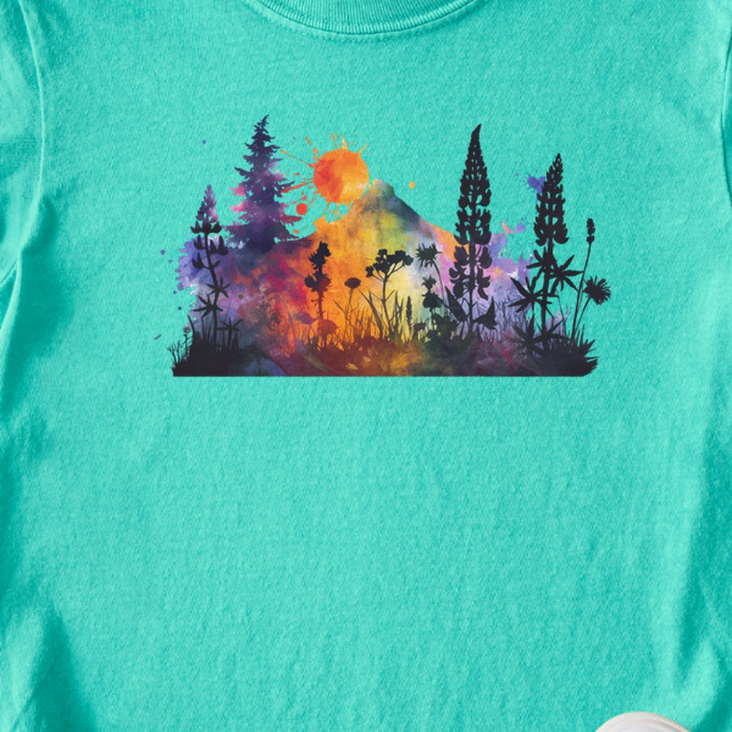 Watercolor Hypercolor Mountains Kids Cotton T-Shirt