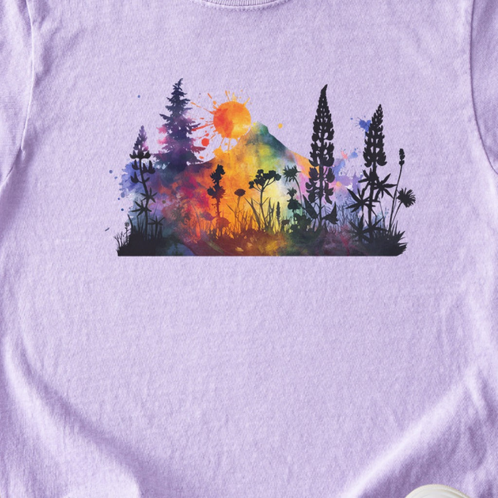 Watercolor Hypercolor Mountains Kids Cotton T-Shirt