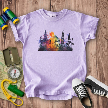 Watercolor Hypercolor Mountains Kids Cotton T-Shirt