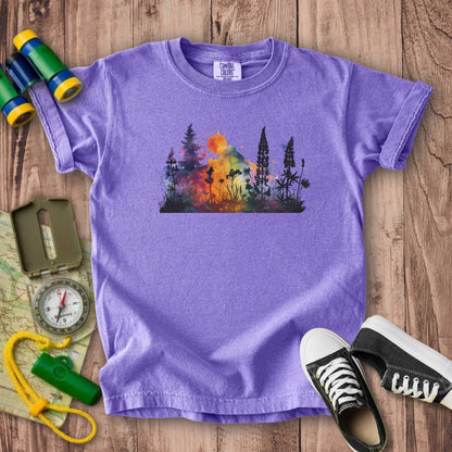 Watercolor Hypercolor Mountains Kids Cotton T-Shirt