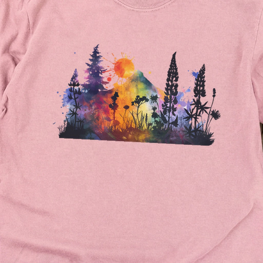 Watercolor Hypercolor Mountains Cotton Long Sleeve