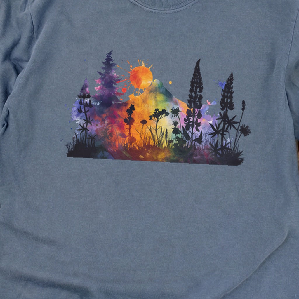 Watercolor Hypercolor Mountains Cotton Long Sleeve