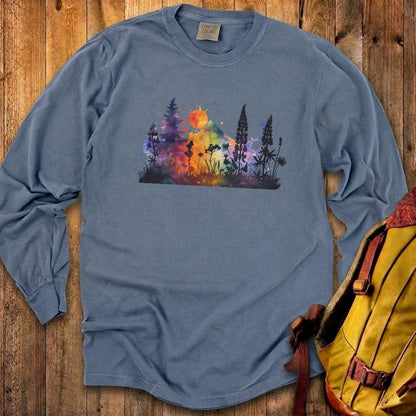 Watercolor Hypercolor Mountains Cotton Long Sleeve