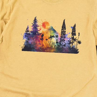 Watercolor Hypercolor Mountains Cotton Long Sleeve