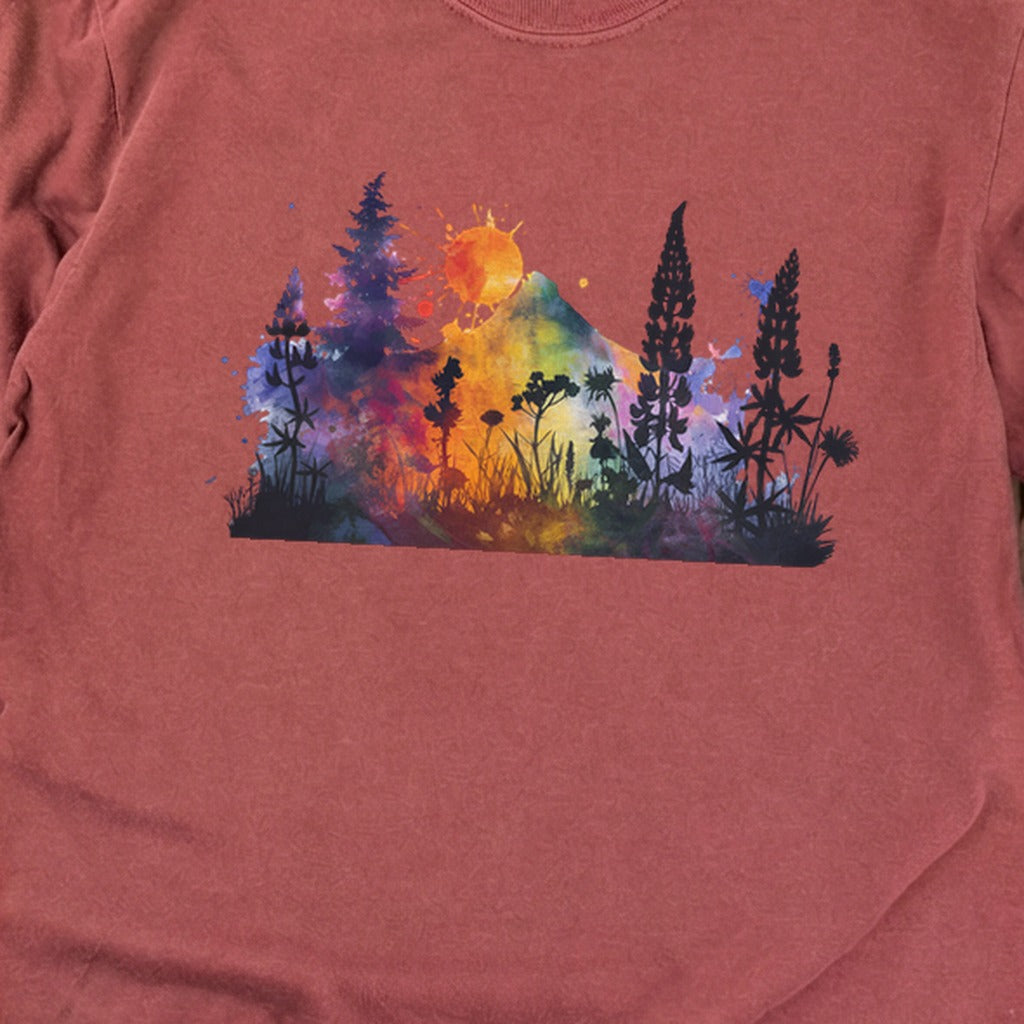 Watercolor Hypercolor Mountains Cotton Long Sleeve