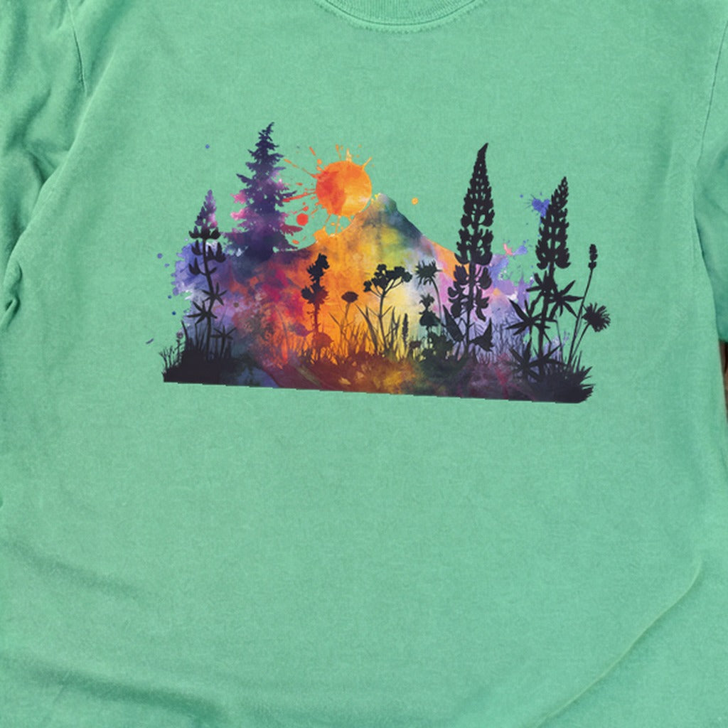Watercolor Hypercolor Mountains Cotton Long Sleeve