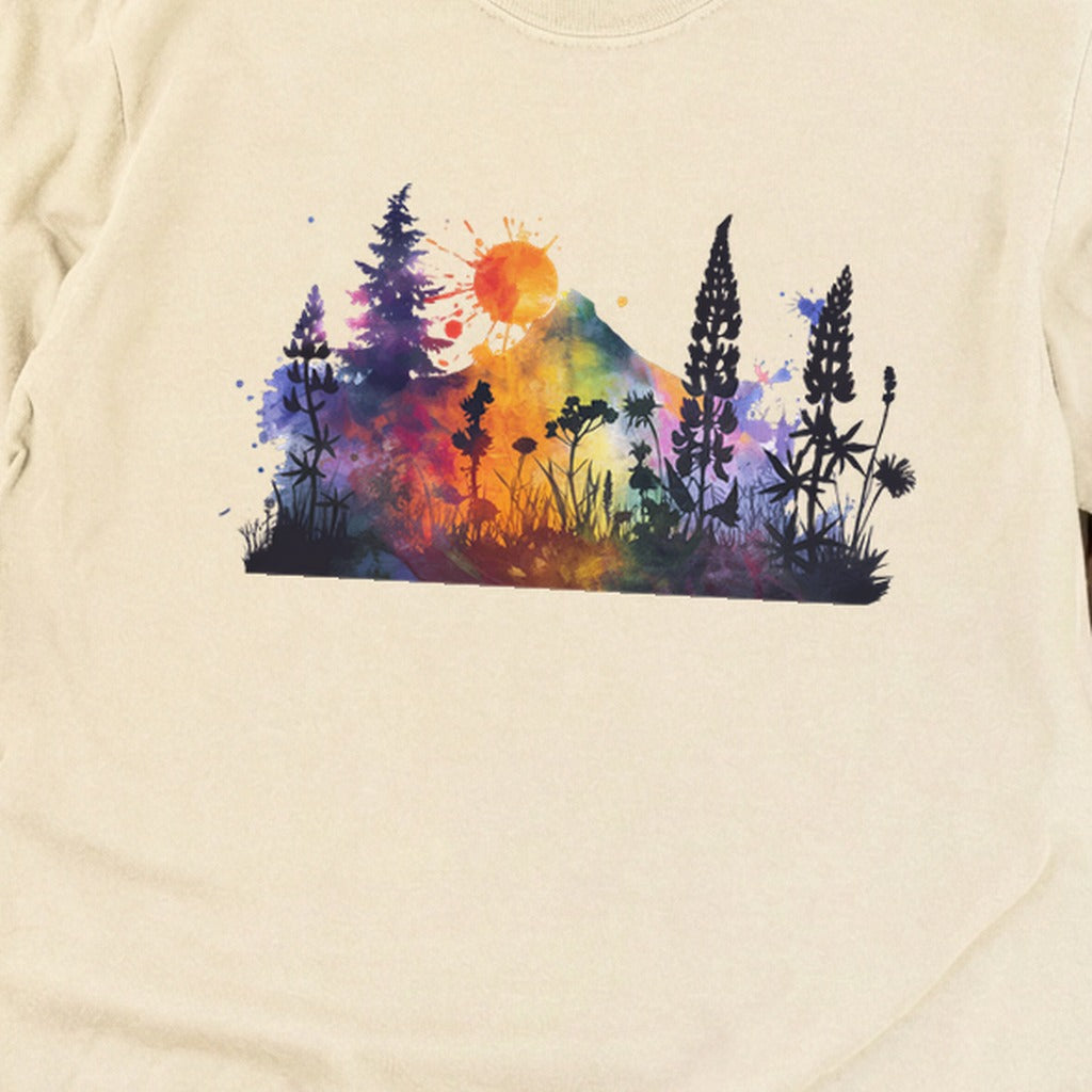 Watercolor Hypercolor Mountains Cotton Long Sleeve