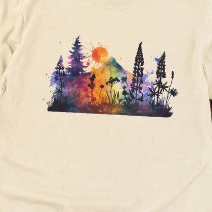 Watercolor Hypercolor Mountains Cotton Long Sleeve
