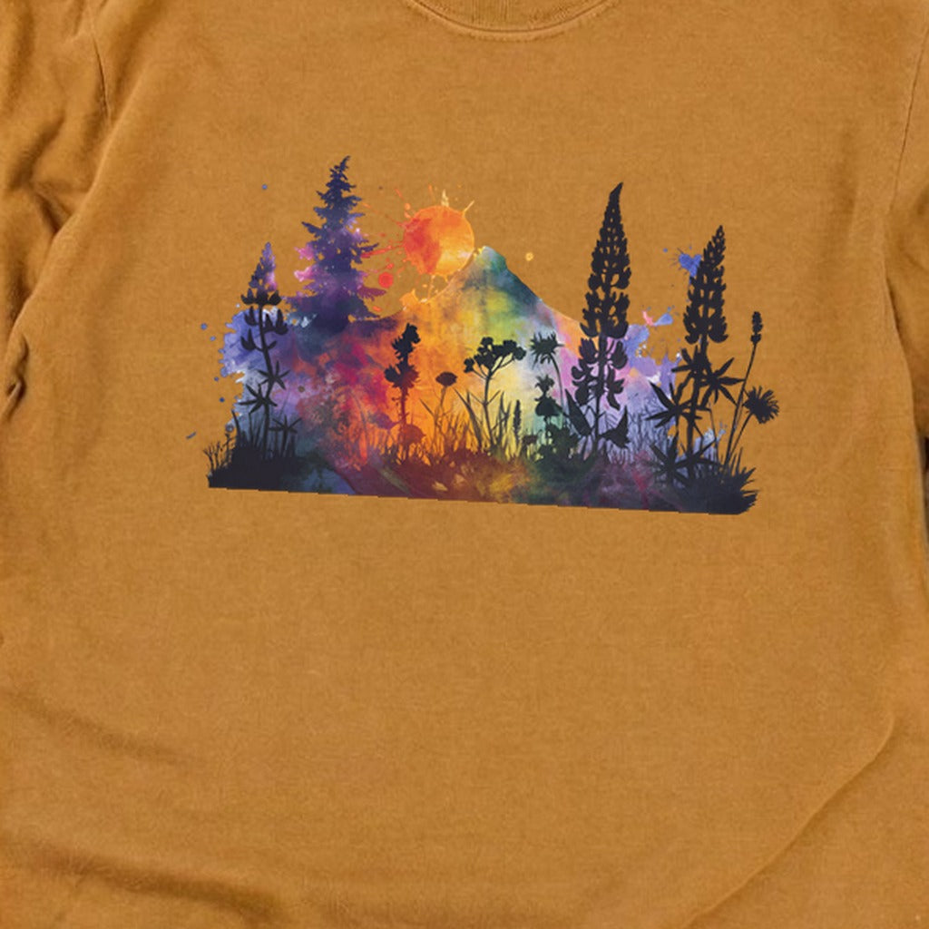 Watercolor Hypercolor Mountains Cotton Long Sleeve
