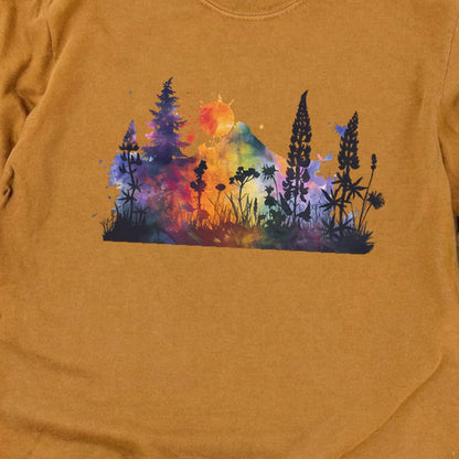 Watercolor Hypercolor Mountains Cotton Long Sleeve