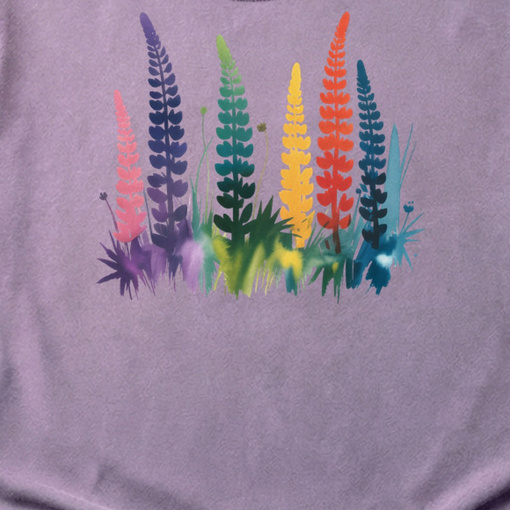 Watercolor Lupine Cotton T-Shirt