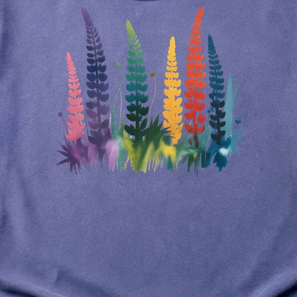 Watercolor Lupine Cotton T-Shirt