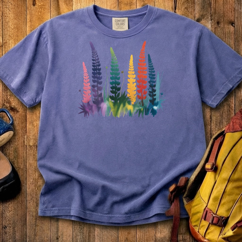 Watercolor Lupine Cotton T-Shirt