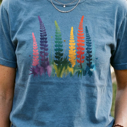 Watercolor Lupine Cotton T-Shirt