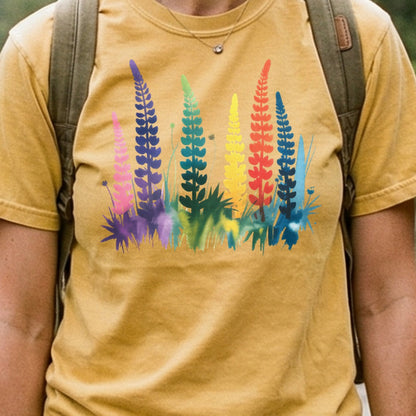 Watercolor Lupine Cotton T-Shirt