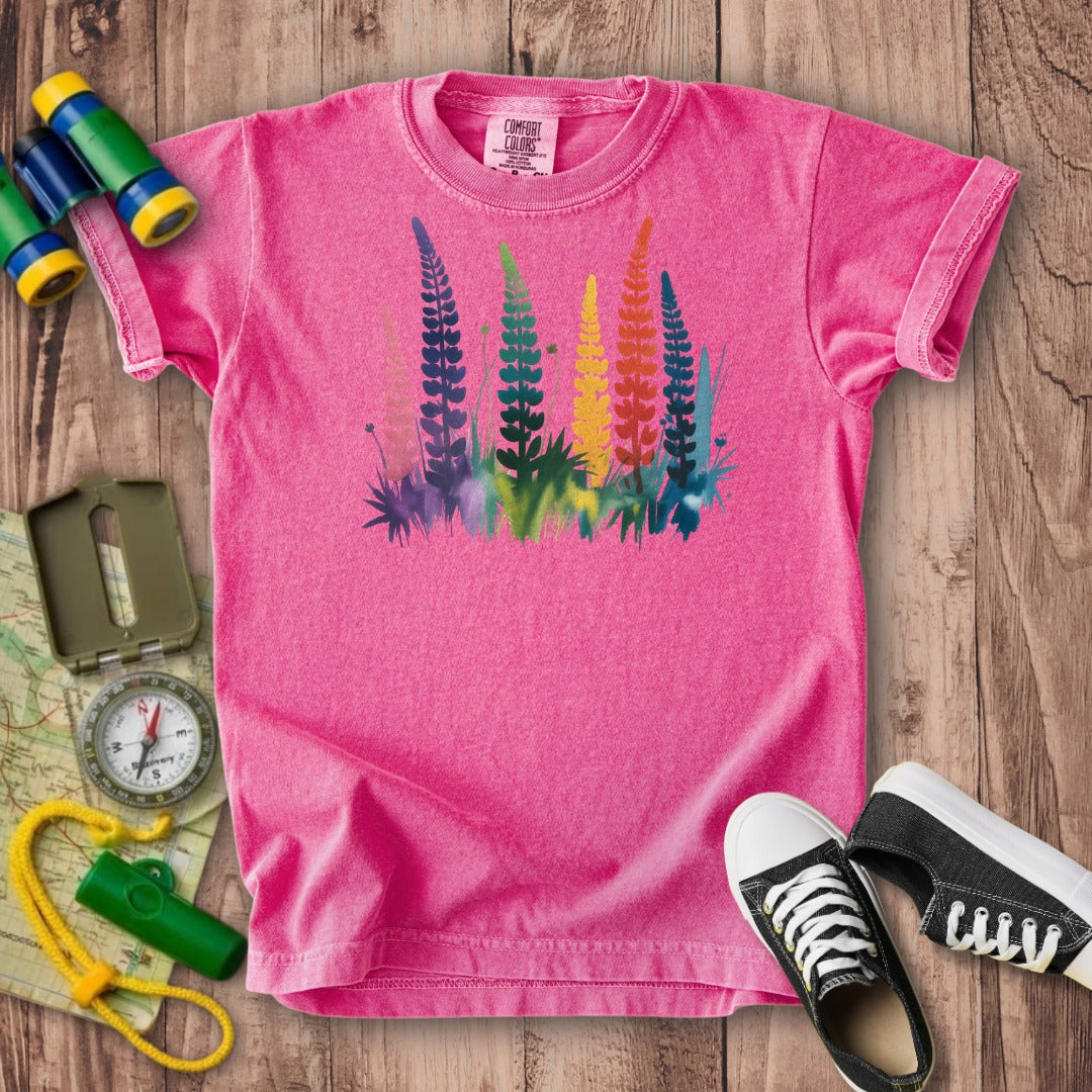 Watercolor Lupine Kids Cotton T-Shirt