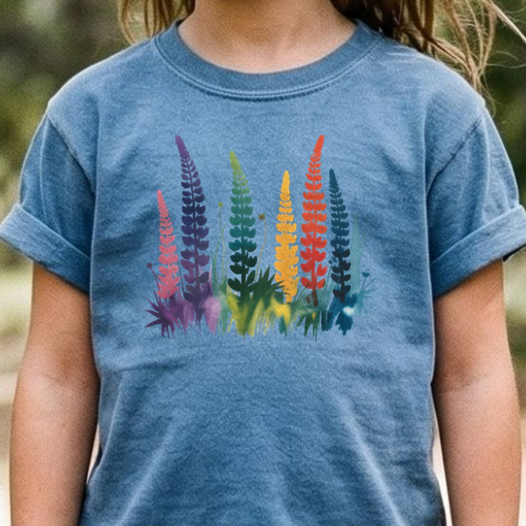 Watercolor Lupine Kids Cotton T-Shirt