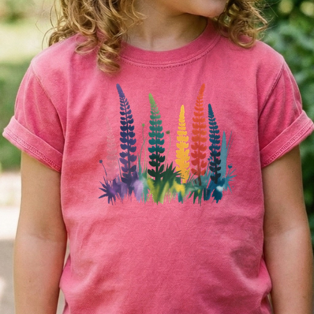 Watercolor Lupine Kids Cotton T-Shirt
