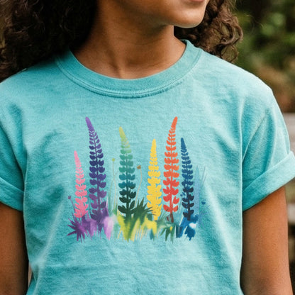 Watercolor Lupine Kids Cotton T-Shirt
