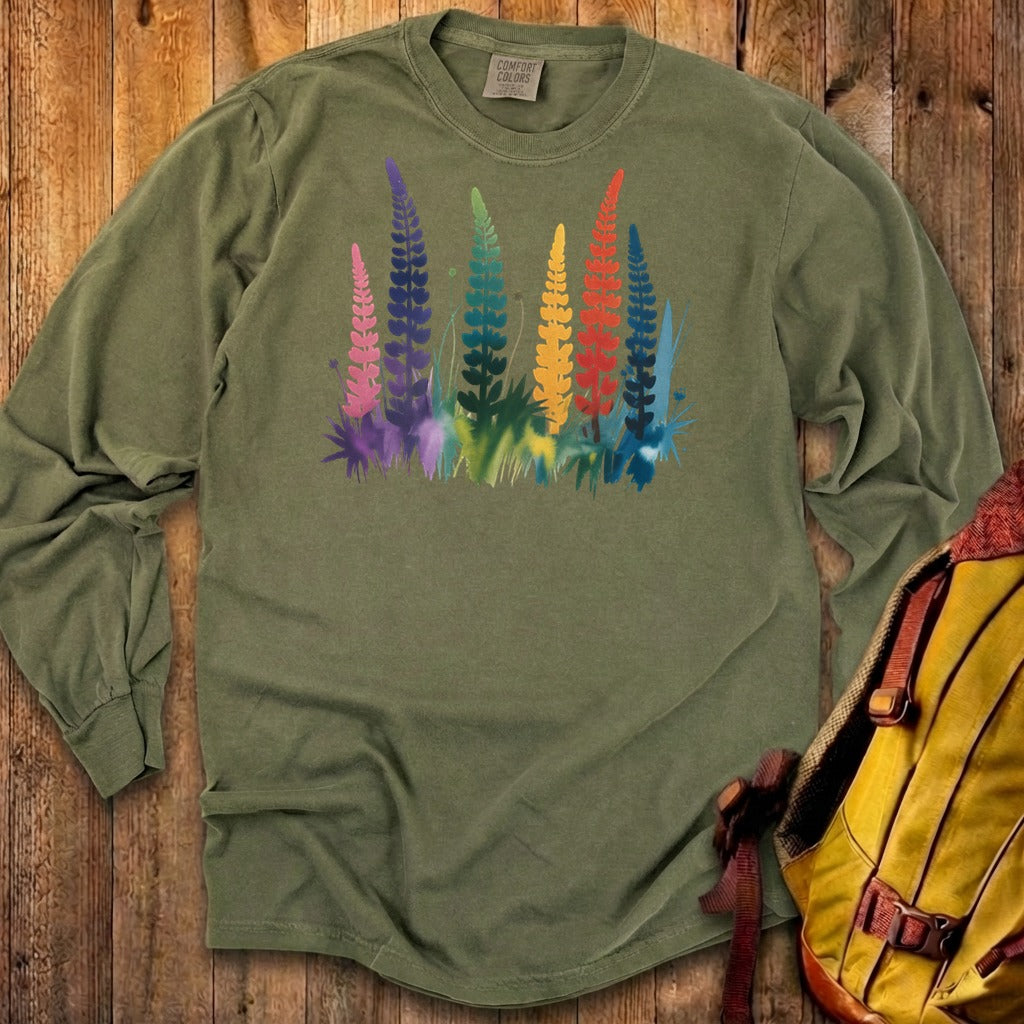 Watercolor Lupine Cotton Long Sleeve