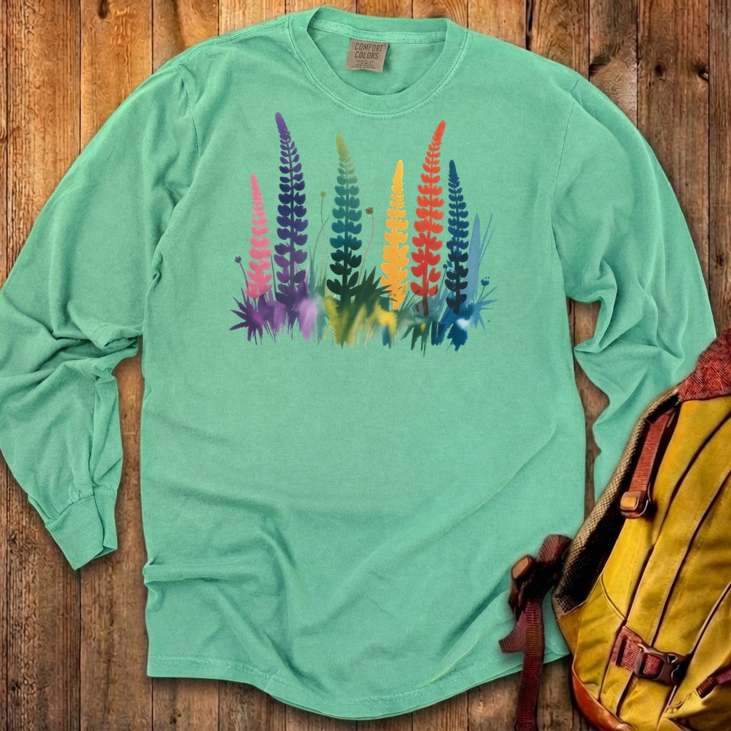 Watercolor Lupine Cotton Long Sleeve