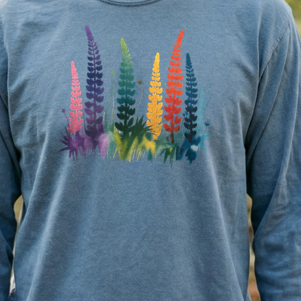 Watercolor Lupine Cotton Long Sleeve