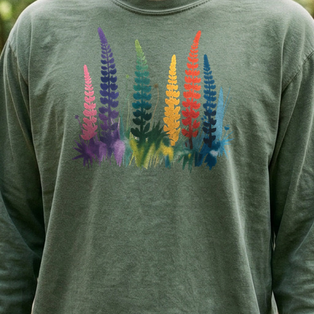 Watercolor Lupine Cotton Long Sleeve