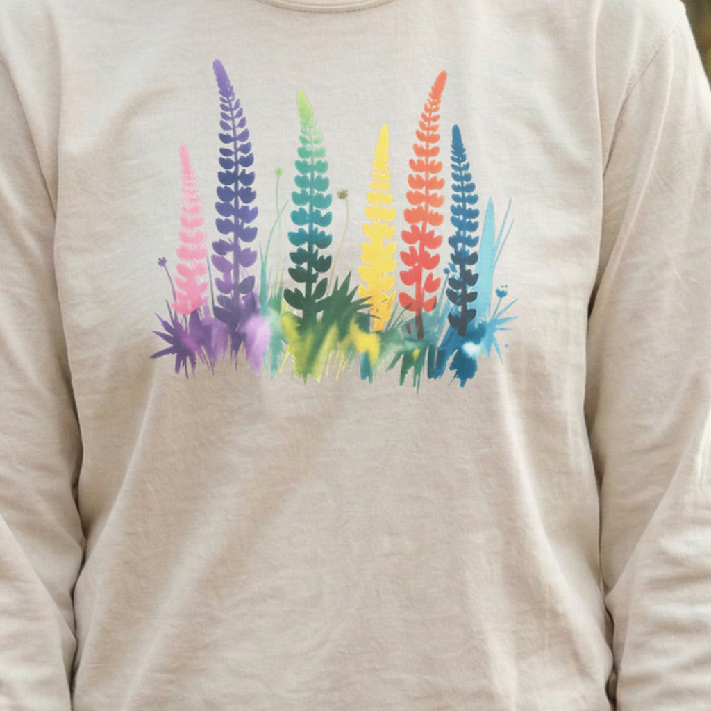 Watercolor Lupine Cotton Long Sleeve