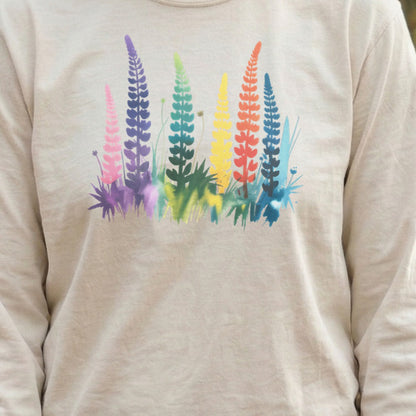Watercolor Lupine Cotton Long Sleeve