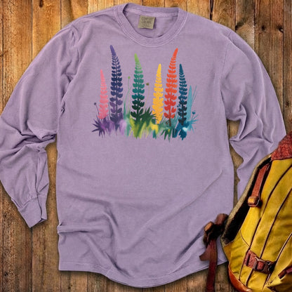 Watercolor Lupine Cotton Long Sleeve