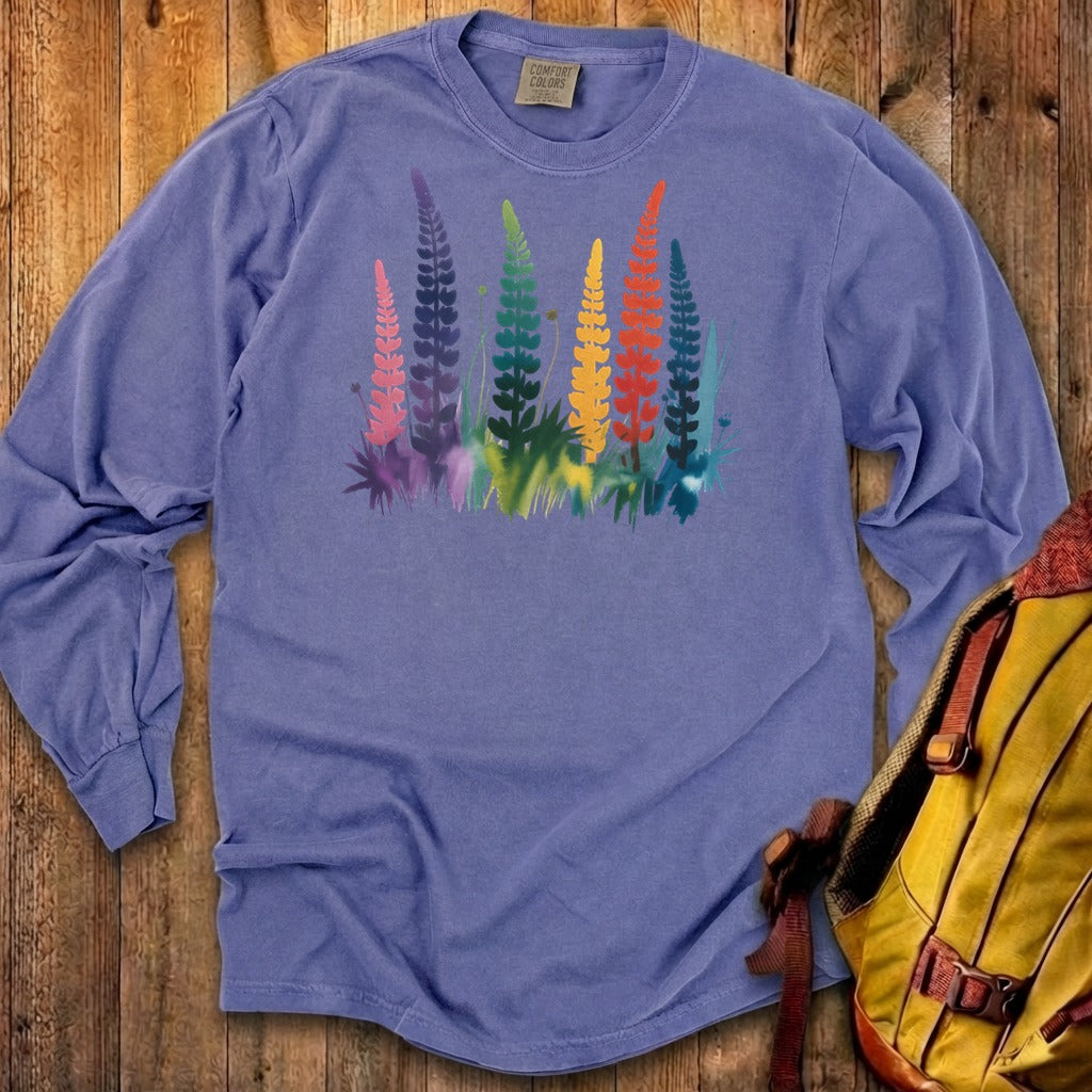 Watercolor Lupine Cotton Long Sleeve