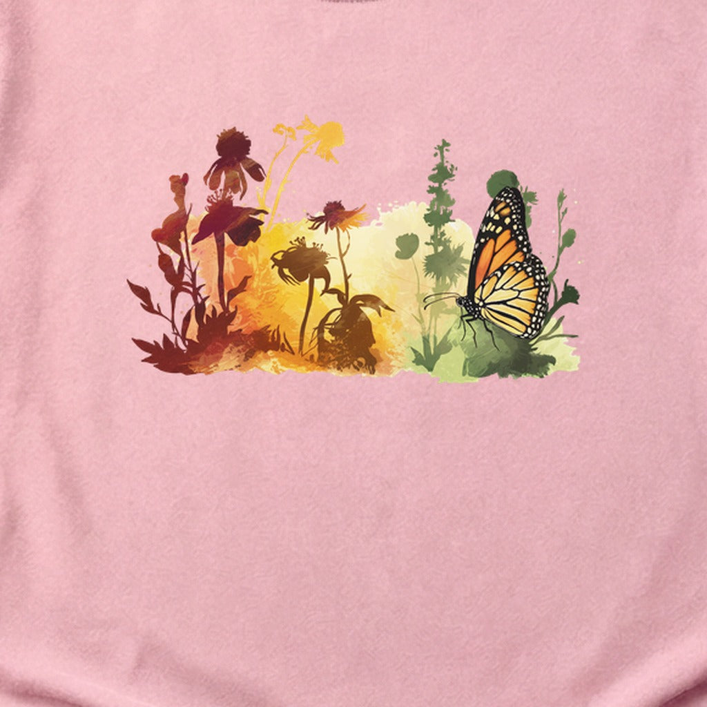 Watercolor Monarch Meadow Cotton T-Shirt