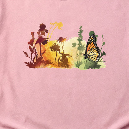 Watercolor Monarch Meadow Cotton T-Shirt