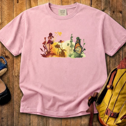 Watercolor Monarch Meadow Cotton T-Shirt