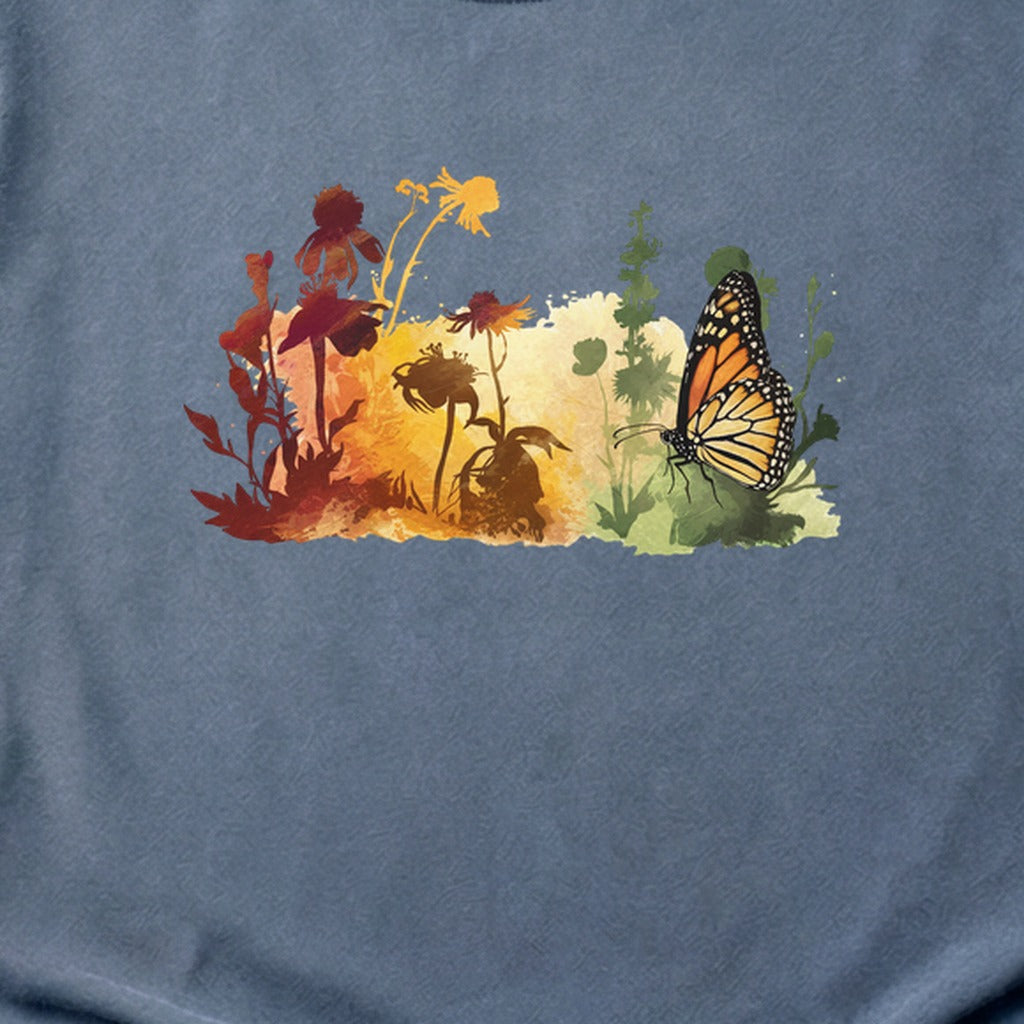 Watercolor Monarch Meadow Cotton T-Shirt