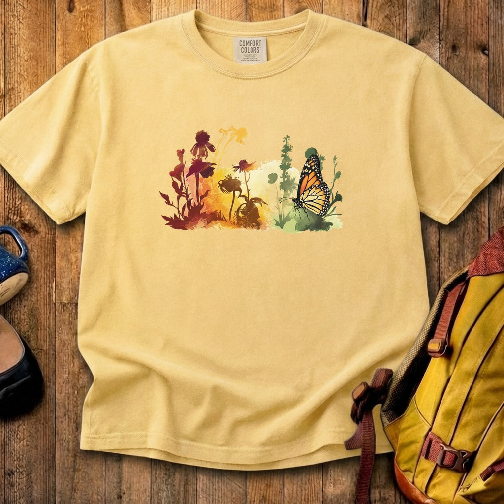 Watercolor Monarch Meadow Cotton T-Shirt
