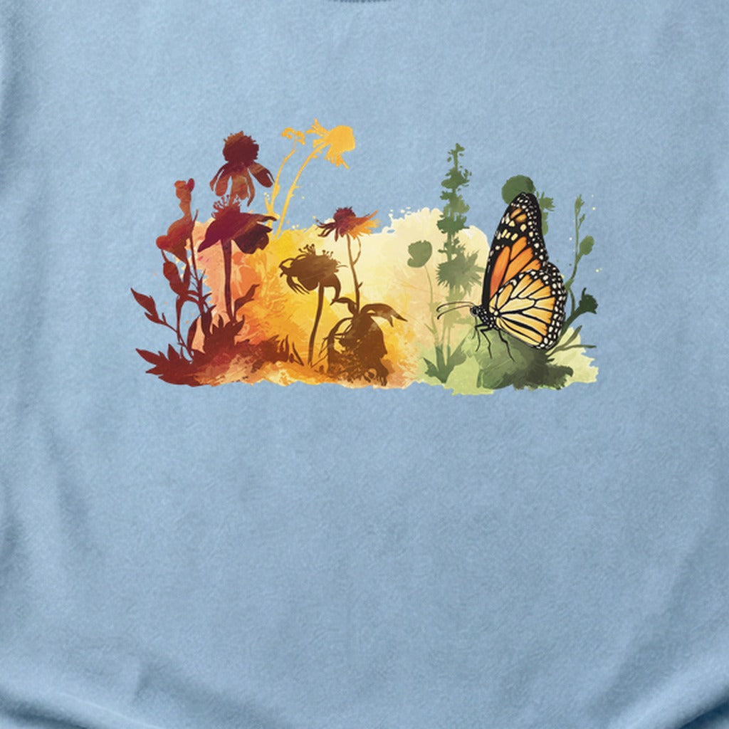 Watercolor Monarch Meadow Cotton T-Shirt