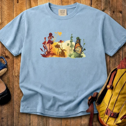 Watercolor Monarch Meadow Cotton T-Shirt