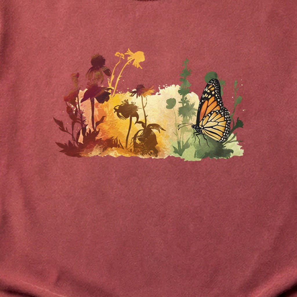 Watercolor Monarch Meadow Cotton T-Shirt