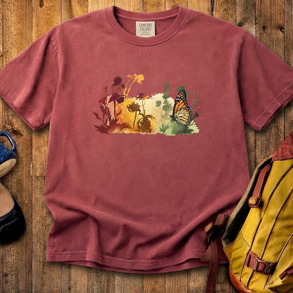 Watercolor Monarch Meadow Cotton T-Shirt