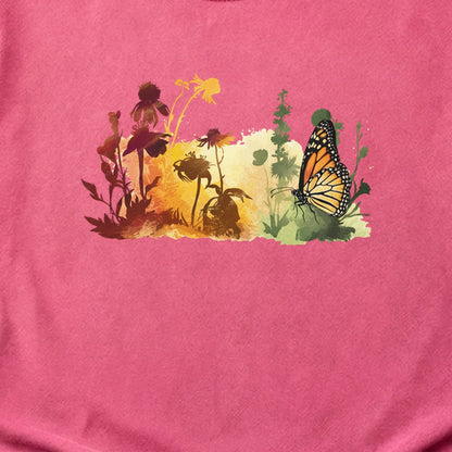 Watercolor Monarch Meadow Cotton T-Shirt
