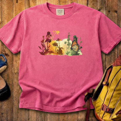Watercolor Monarch Meadow Cotton T-Shirt