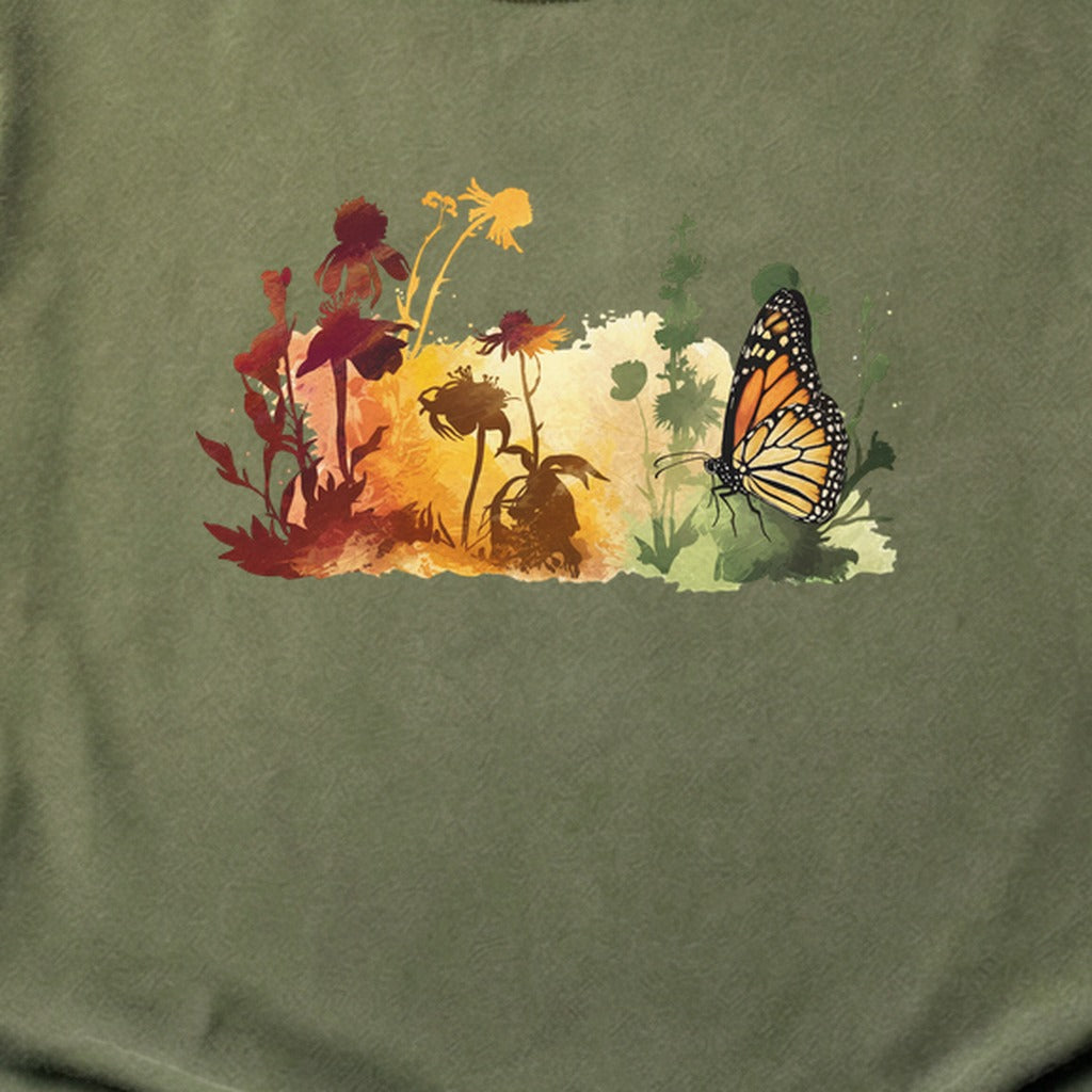 Watercolor Monarch Meadow Cotton T-Shirt