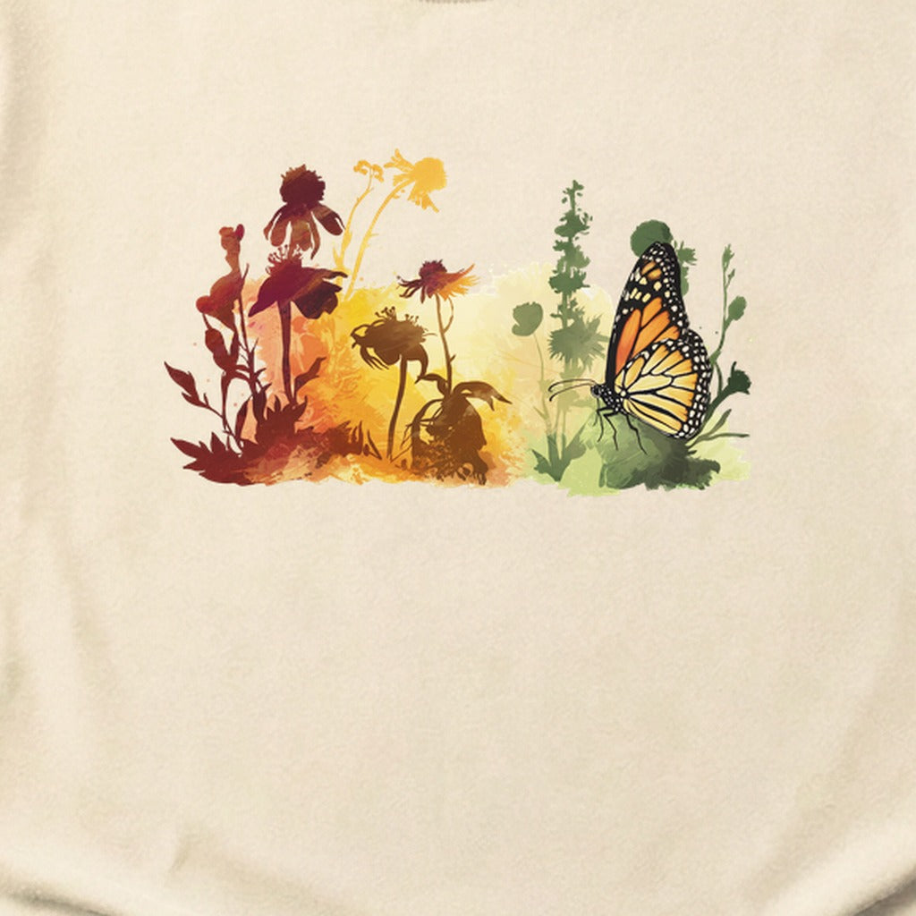 Watercolor Monarch Meadow Cotton T-Shirt